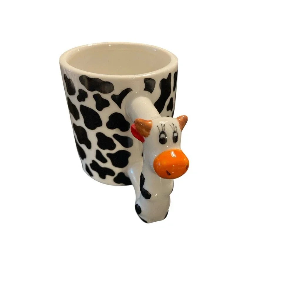 Cow Mug with‎ Matching Keychain – New in Box, Ceramic 3D Handle, Gift Set